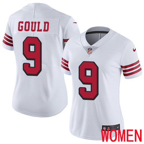 San Francisco 49ers Limited White Women Robbie Gould NFL Jersey #9 Rush Vapor Untouchable->youth nfl jersey->Youth Jersey